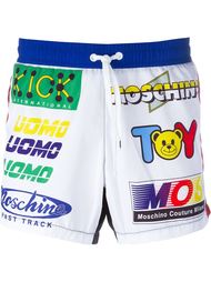 racing print swim shorts Moschino Swim