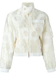 floral applique zip up cropped jacket Julien David