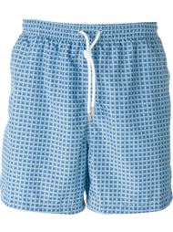 square print swim shorts Kiton