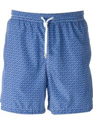 square print swim shorts Kiton