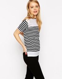 Топ в полоску с ткаными вставками ASOS