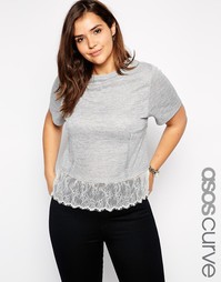 Топ из меланжевого трикотажа с кружевом по подолу эксклюзивно для ASOS