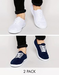 Комплект из 2 пар кед ASOS, цвет белый/темно-синий, СКИДКА 20%
