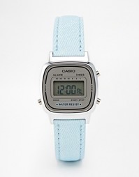 Цифровые часы мини с голубым кожаным ремешком Casio LA670WEL-2AEF