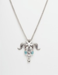 Шлифованное серебряное ожерелье с черепом буйвола ASOS