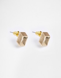 Золотистые серьги с 3D кубическим дизайном ASOS - Золотой