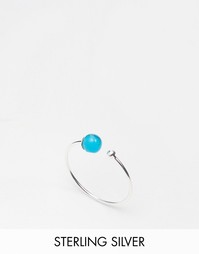 Незамкнутое серебряное кольцо с бусинкой ASOS - Синий