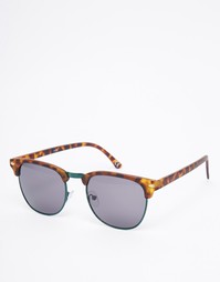 Черепаховые солнцезащитные очки в стиле ретро с зеленой отделкой ASOS