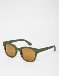 Матовые солнцезащитные очки в квадратной оправе цвета хаки ASOS - Хаки