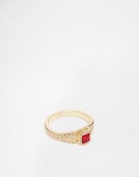 Золотистое кольцо на мизинец с камнем ASOS - Золотой