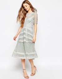 Нарядное кружевное платье миди ASOS Premium - Сиреневый