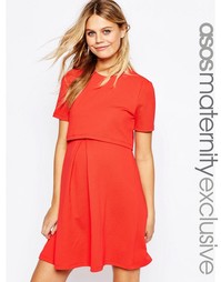 Приталенное платье с двухслойным лифом для кормящих мам ASOS Maternity