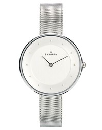 Серебристые часы с узким браслетом Skagen Klassik - Серебряный