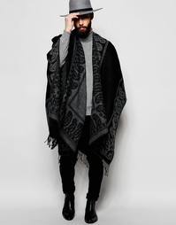Кейп с принтом пейсли по краю ASOS Black - Черный