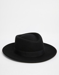 Черная шляпа с плоской тульей ASOS - Черный