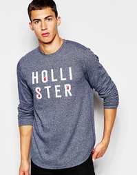 Темно-синий лонгслив с принтом Hollister Hollister - Темно-синий