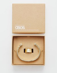 Подарочный набор с золотым браслетом и кольцом ASOS - Золотой