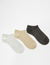 Комплект из 3 пар спортивных носков с блестками ASOS - Мульти