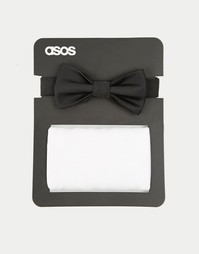 Галстук-бабочка и платок для нагрудного кармана ASOS - Черный