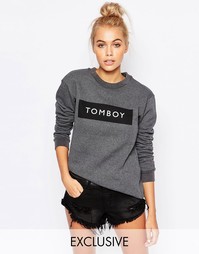 Свитшот бойфренда с принтом Tomboy Adolescent Clothing - Серый