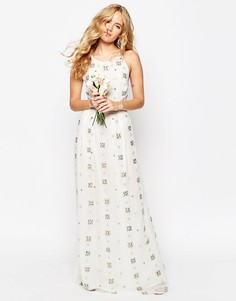 Декорированное платье макси на тонких бретельках ASOS BRIDAL - Белый