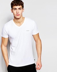 Хлопковая футболка слим с V-образным вырезом и логотипом Diesel