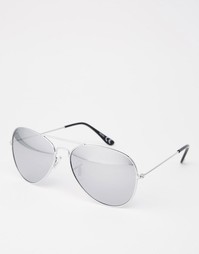 Серебристые солнцезащитные очки-авиаторы с зеркальными стеклами ASOS