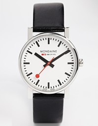 Кварцевые часы на кожаном ремешке Mondaine Evo - Черный