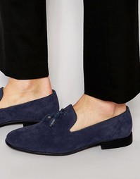 Темно-синие лоферы с кисточками из искусственной замши ASOS