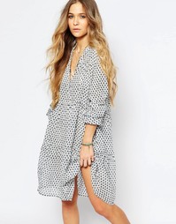 Свободное платье с плиточным принтом Maison Scotch - Синий