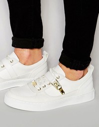 Белые кроссовки на шнуровке с золотистыми зажимами ASOS - Белый