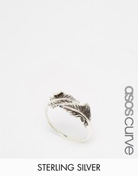 Серебряное кольцо с листом ASOS CURVE - Шлифованный серебряный