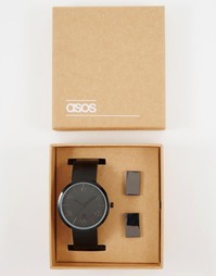 Черные часы и запонки ASOS - Черный