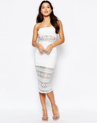 Кружевное платье-бандо миди Missguided - Белый