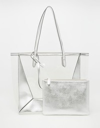 Прозрачная пляжная сумка со съемным клатчем ASOS - Серебряный