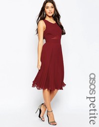 Платье миди в складку ASOS PETITE - Темно-бордовый