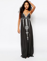 Платье макси выцветшего черного цвета с отделкой Star Mela Alva
