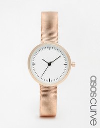 Часы с узким сетчатым ремешком ASOS CURVE - Розовое золото