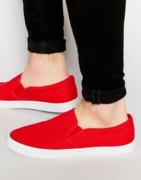 Красные холщовые кеды-слипоны ASOS