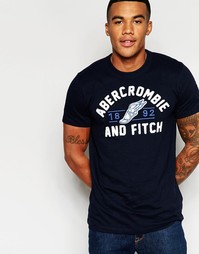Темно-синяя футболка слим с принтом 1892 Abercrombie &amp; Fitch