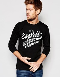 Топ с длинными рукавами и принтом Esprit - Черный