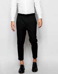 Черные укороченные брюки суженного кроя ASOS - Черный
