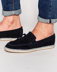 Темно-синие замшевые лоферы с завязкой спереди ASOS - Темно-синий
