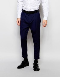 Темно-синие укороченные брюки в строгом стиле ASOS - Темно-синий