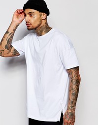 Длинная свободная футболка с молниями по бокам ASOS - Белый