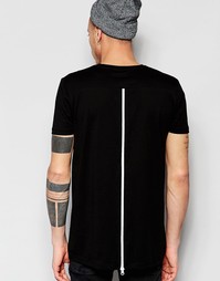 Удлиненная футболка с молнией на спине и сетчатой вставкой ASOS