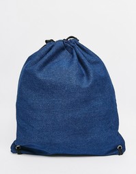 Джинсовый рюкзак на шнурке цвета индиго ASOS - Indigo - индиго