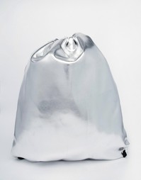 Серебристый рюкзак со шнурком ASOS - Серебряный