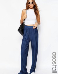 Широкие брюки в складку ASOS TALL - Темно-синий