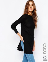 Удлиненный топ с разрезами по бокам и длинными рукавами ASOS TALL